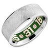 A hand painted enamel Carlex with a custom engraving of your chosen date or message. Enamel is available in black, green or blue. This ring is available in 18K (White, Yellow & Rose) gold & Platinum 950.