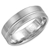 A brushed wedding band with milgrain detailing.