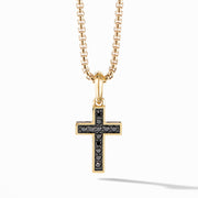 Cross Pendant in 18K Yellow Gold with Pav? Black Diamonds