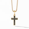 Cross Pendant in 18K Yellow Gold with Pav? Black Diamonds