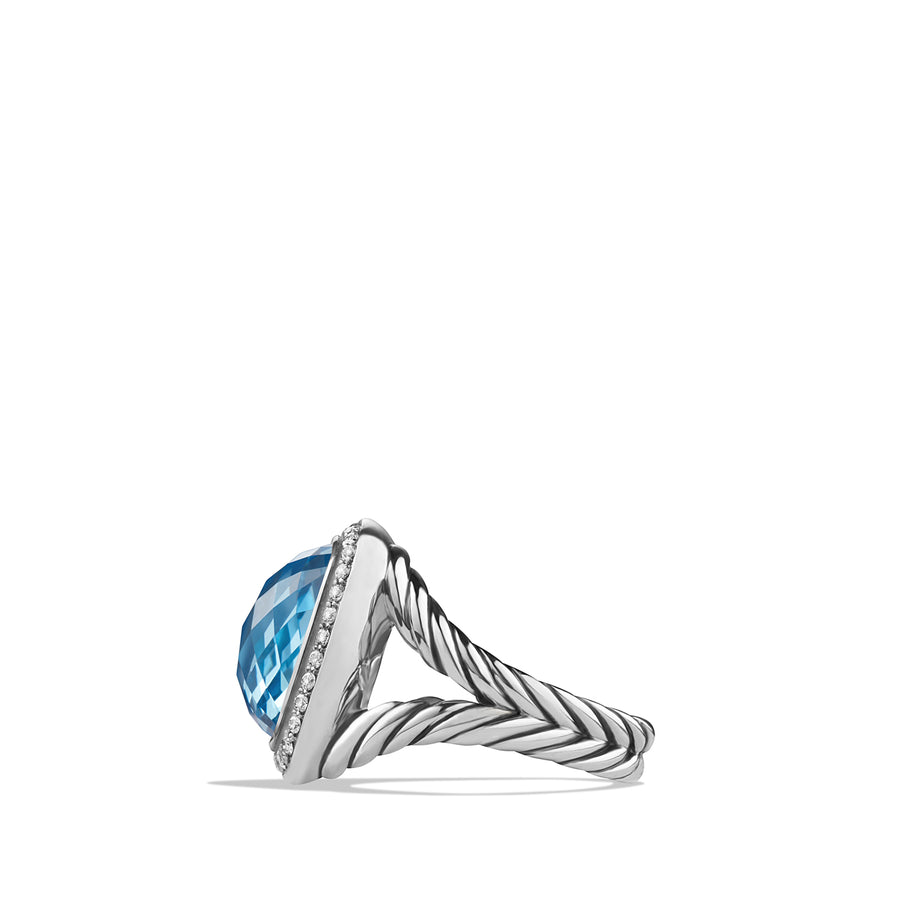 David Yurman Ring with Blue Topaz and Diamonds - R12454DSSABTDI