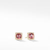 Petite Chatelaine? Pav? Bezel Stud Earrings in 18K Yellow Gold with Pink Tourmaline