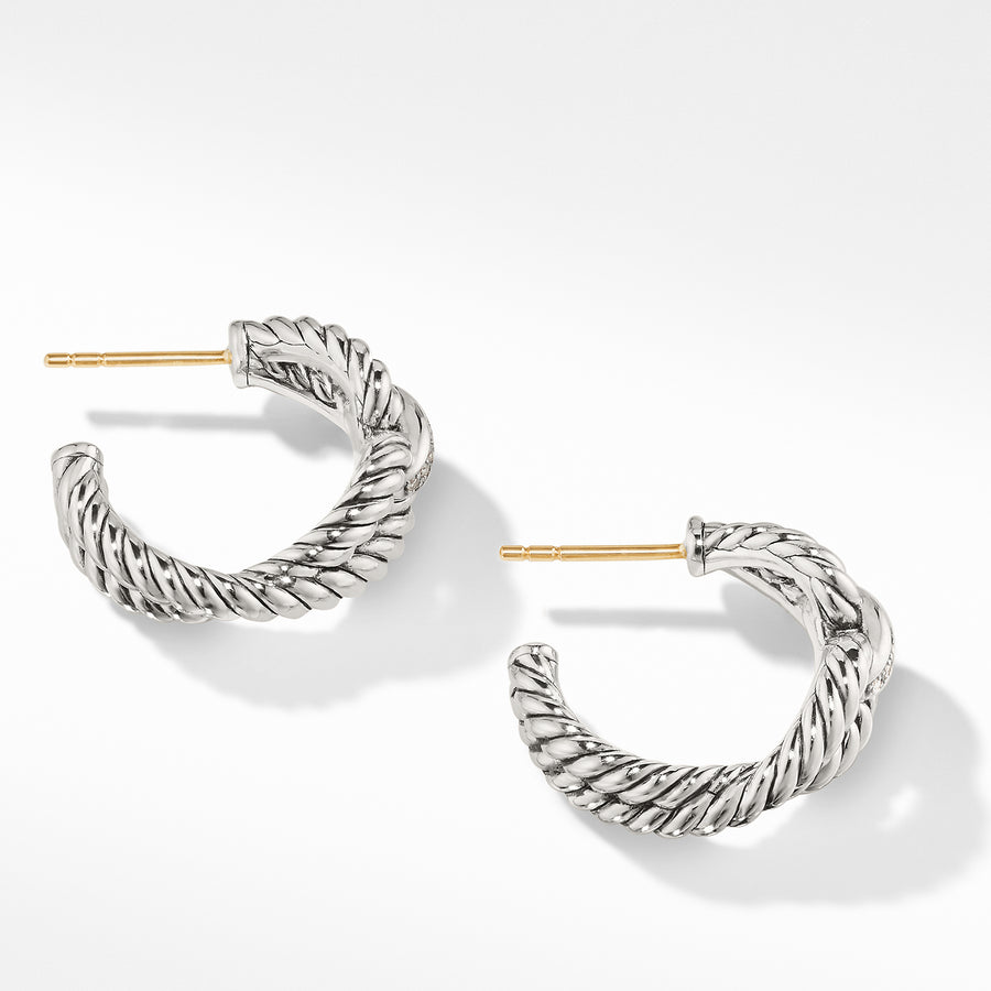 David Yurman Cable Loop Hoop Earrings with Diamonds - E14036DSSADI