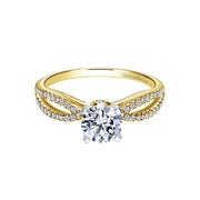 14k Two-Tone Gold Round Split Shank 0.19 ct Diamond Engagement Ring with width of 3.95 mm, thickness of 3.54 mm band width of 1.34 mm and size of 6.50 from the Contemporary Collection. *Center Stone not included*