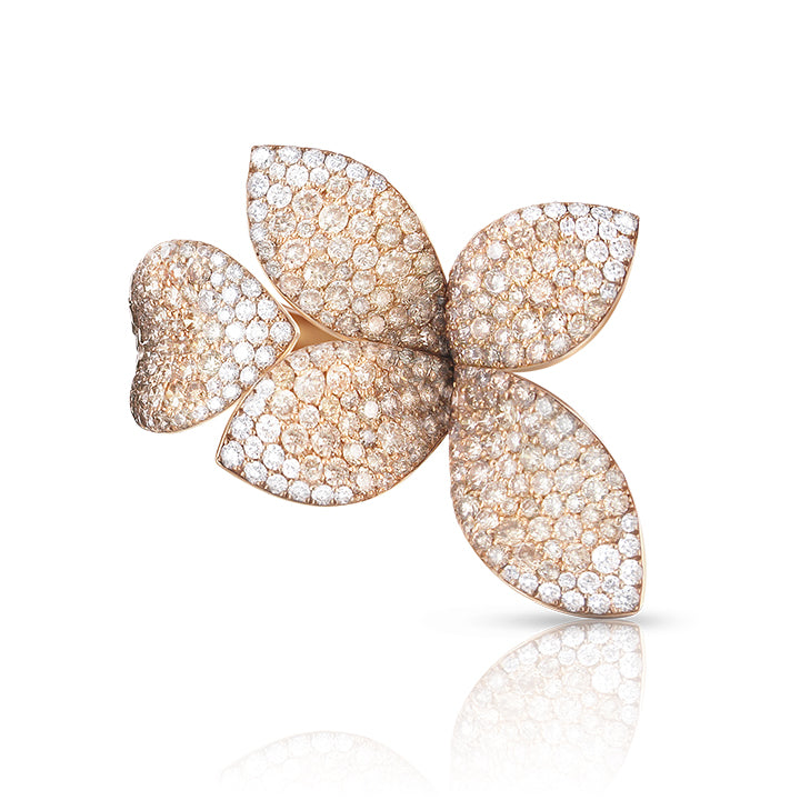 Pasquale Bruni 18K Rose Gold Giardini Segreti Leaves & Small Flower Diamond Ring - 15115R-11