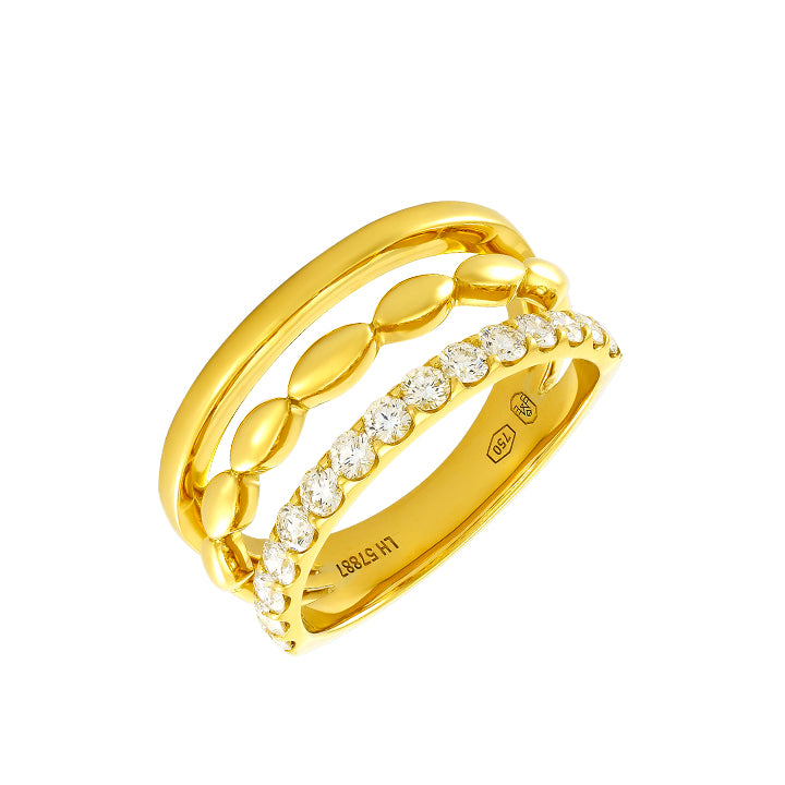 Etho Maria 18K Gold Diamond 3-Row Ring - HR3971LH57897