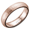A hammered rose gold wedding band. This ring is available in 14K, 18K (White, Yellow & Rose gold), Platinum 950 & Palladium, please call for pricing.