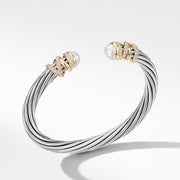 Sterling silver with 18-karat yellow gold ��� Cultured fresh water pearl, Pav? diamonds, .48 total carat weight,  ��� Bracelet, 6mm