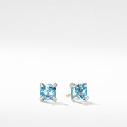 Chatelaine? Stud Earrings with Blue Topaz and Diamonds
