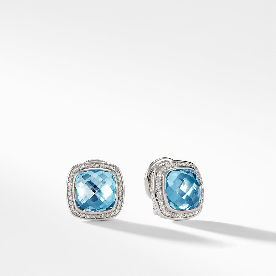 Earrings with Blue Topaz and Diamonds