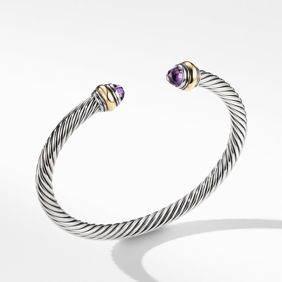 Sterling silver and 14-karat yellow gold ��� Faceted amethyst,  ��� Cable, 5mm wide