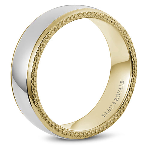 Bleu Royale 14k Two Tone Gold Men's Wedding Band - RYL-054WY75-M10