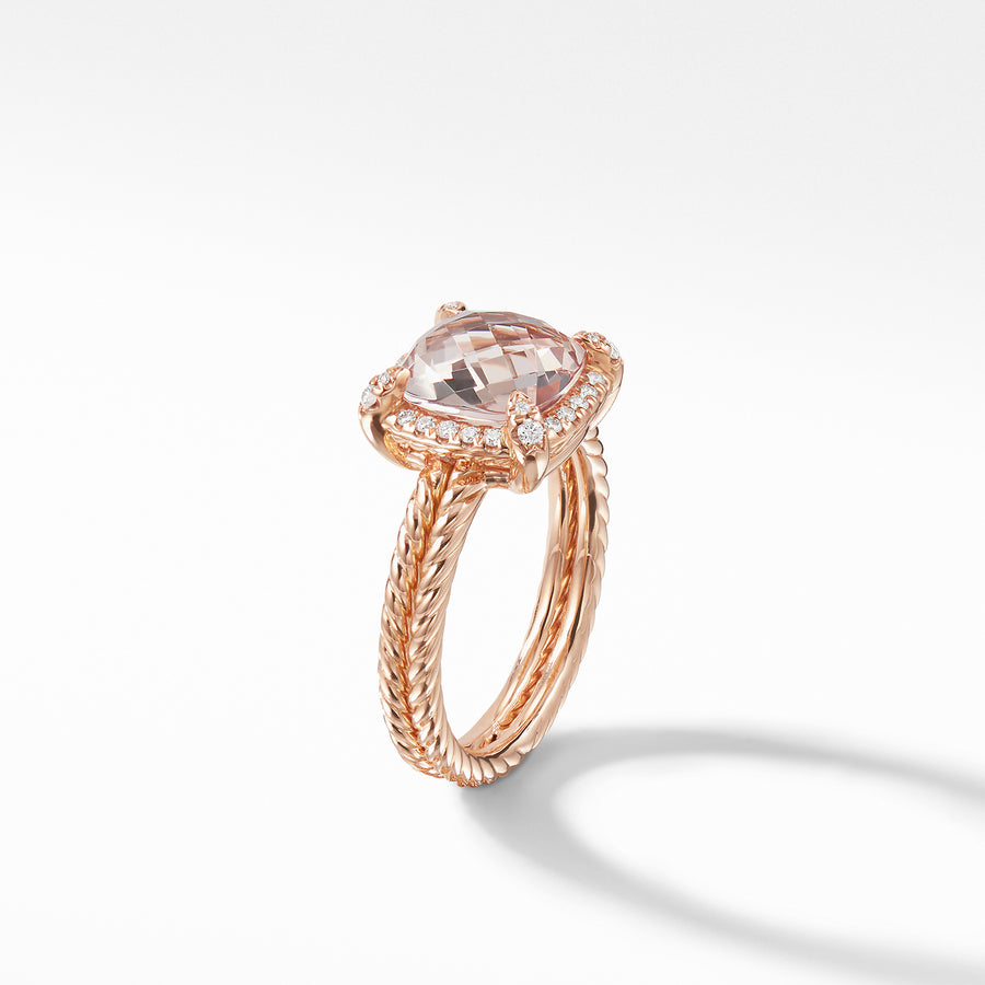 David Yurman Chatelaine Pave Bezel Ring in 18K Rose Gold with Morganite & Diamonds - R12747D8RAMODI