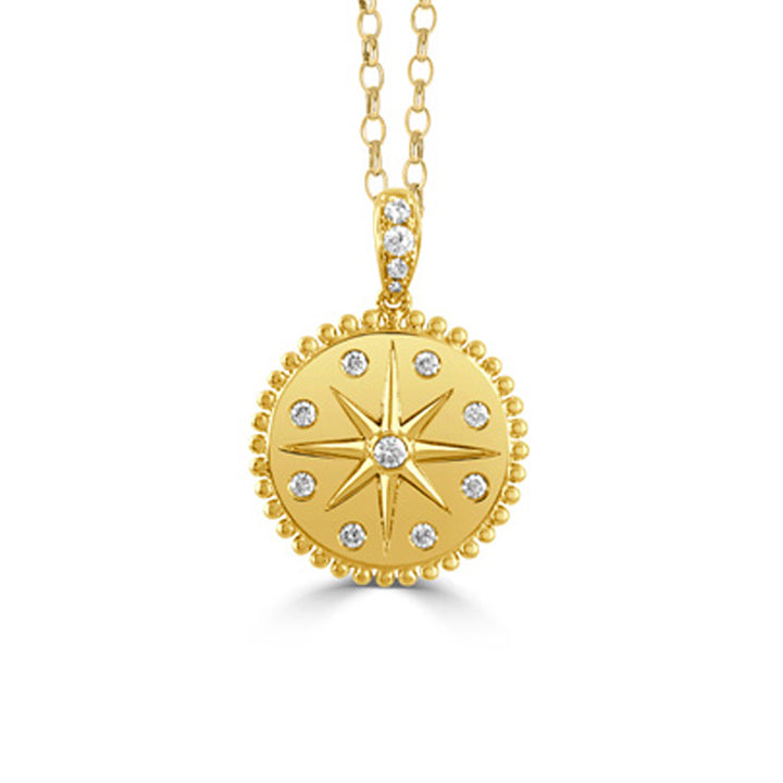 Doves 18K Yellow Gold Star Medallion Maritime Pendant Necklace - P10311/CHAIN-18