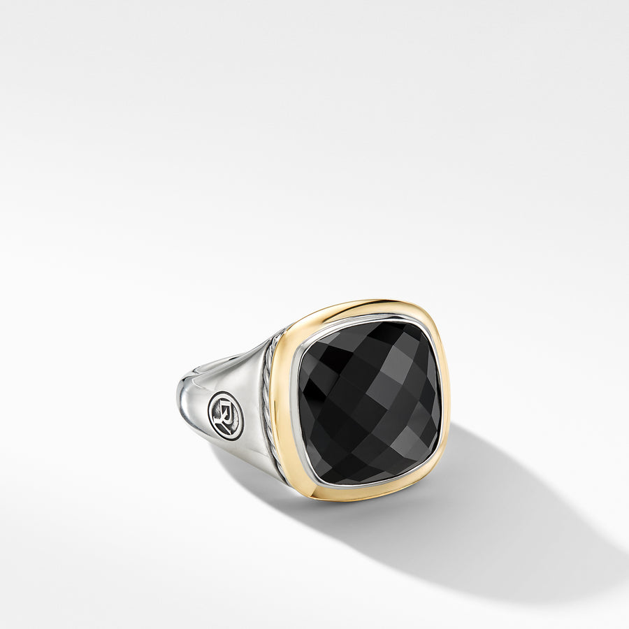 Sterling silver with 18-karat yellow gold ��� Black onyx, 14mm,  ��� Ring, 18mm