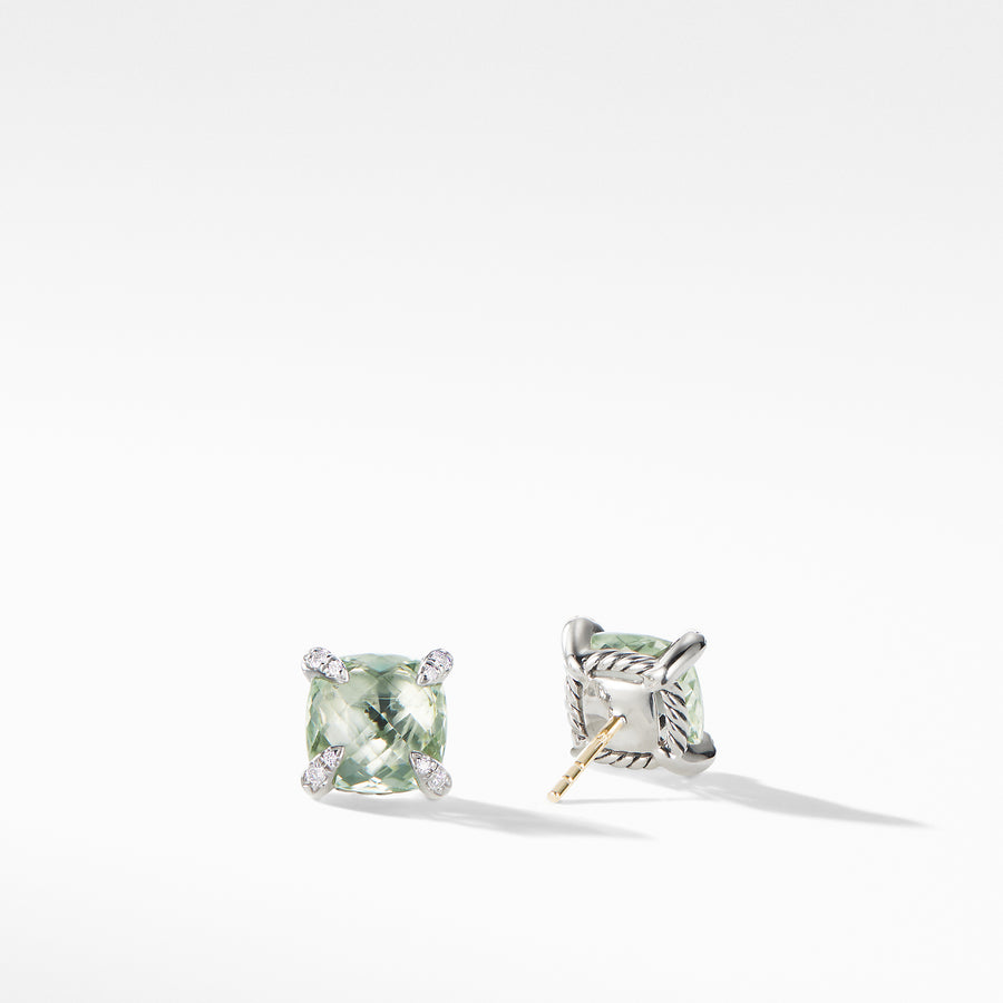 David Yurman Chatelaine Earrings with Praisolite and Diamonds- E12834DSSAPLDI