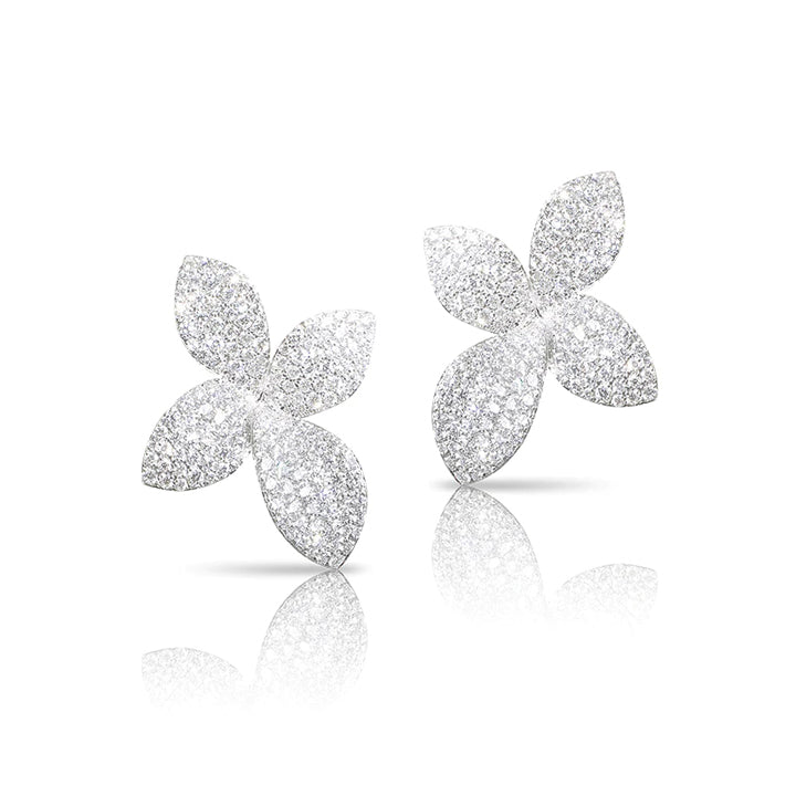 Pasquale Bruni 18K White Gold Giardini Segreti Diamond Small Flower Earrings - 16374B