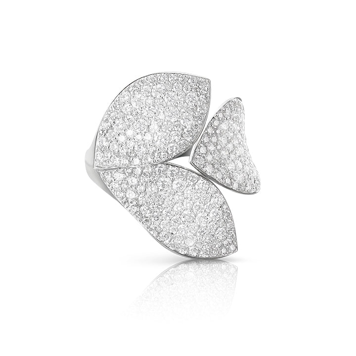 Pasquale Bruni 18K White Gold Giardini Segreti 3 Diamond Leaves Ring - 15171B-11
