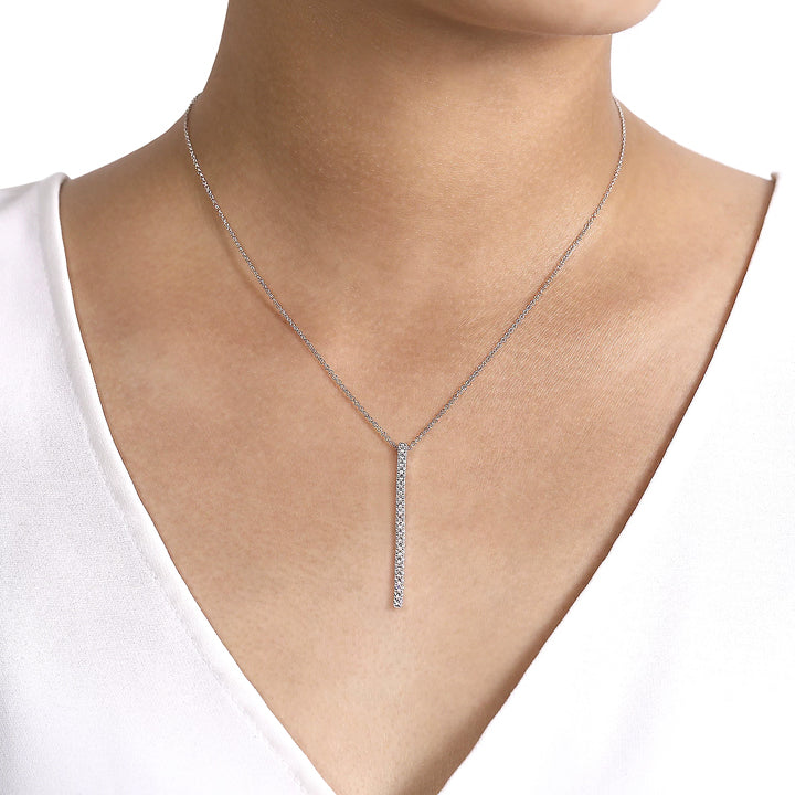 Gabriel & Co. 14K White Gold Diamond Pave Bar Pendant Necklace - NK6581W45JJ