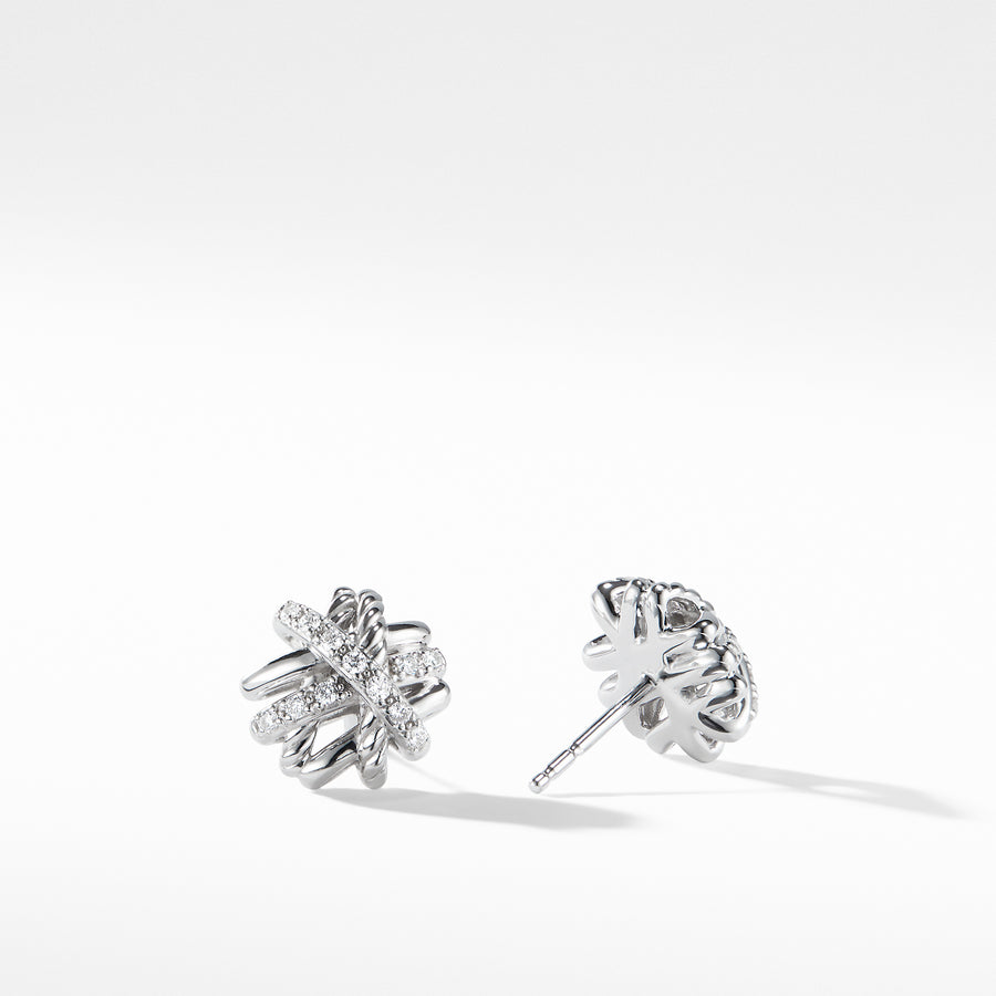 David Yurman Crossover Earrings with Diamonds, 11mm - E13228DSSADI
