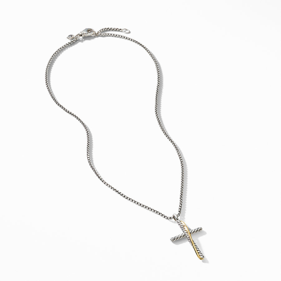 David Yurman Crossover Cross Necklace  with 18K Yellow Gold - N07374 S817