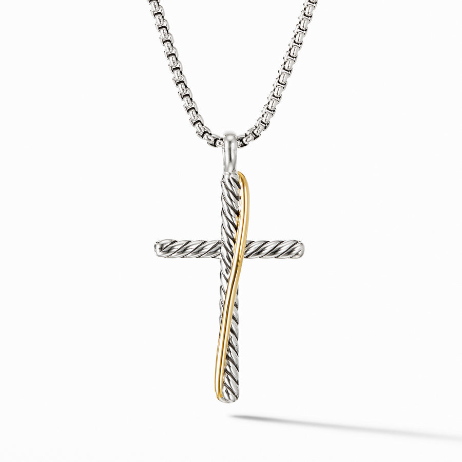 Crossover Cross Necklace  with 18K Yellow Gold