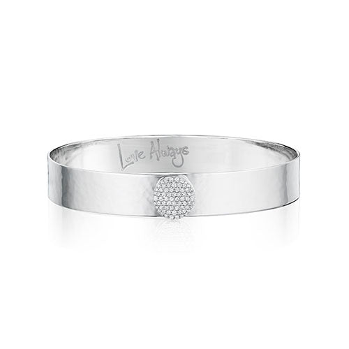 White gold diamond hammered Infinity Love Always bracelet (0.30 tcw).