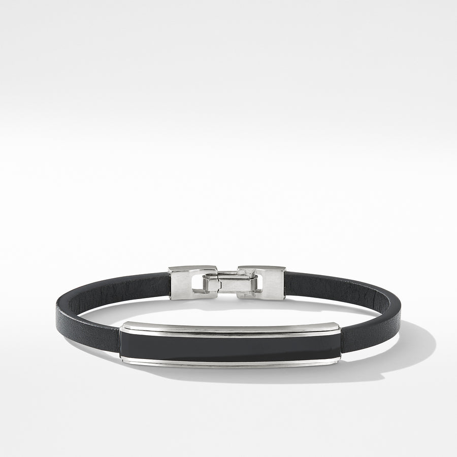 David Yurman Deco Bar Station Bracelet in Black Leather with Black Onyx - B25193MSSBBO-883932958362