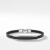 Sterling silver stationLeather braceletBlack onyx center stone, Black onyx inlay, 49 x 9mm    Total length, 8 in size MPush clasp"