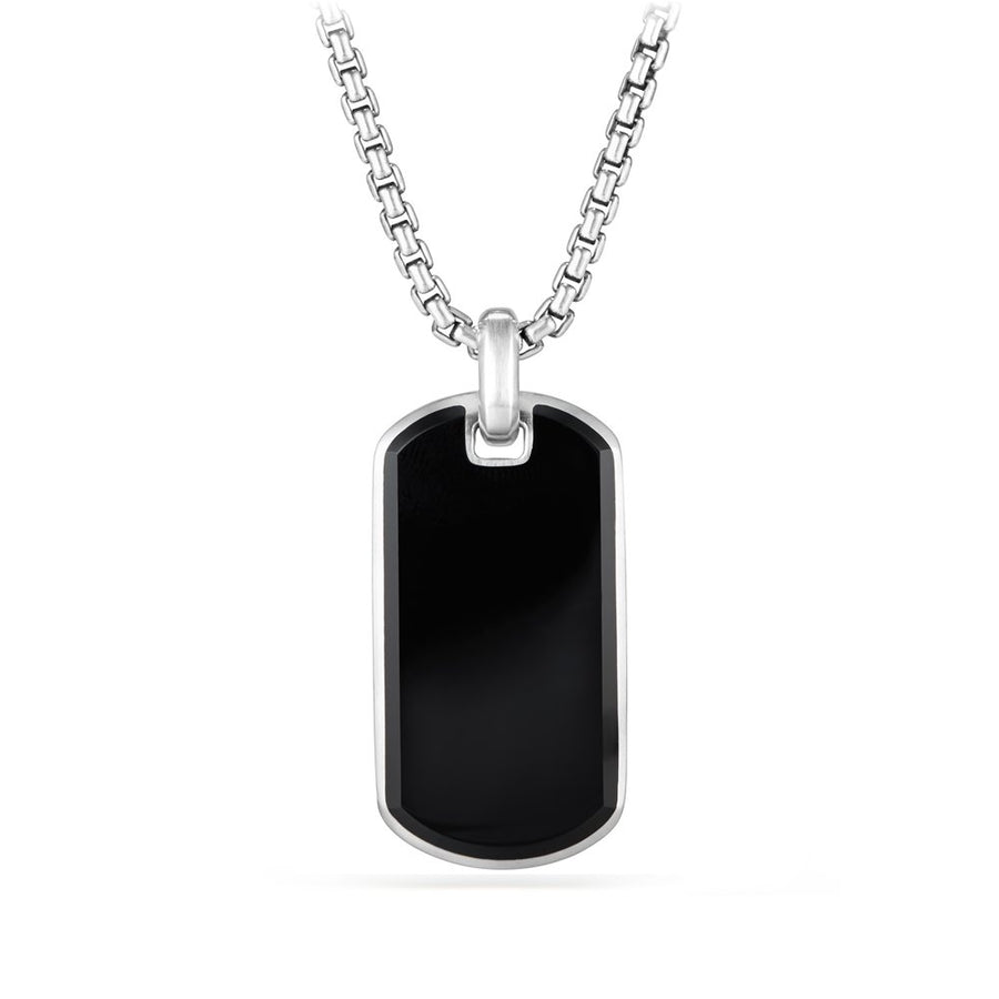 Sterling Silver ��� Black Onyx,  ��� Tag, 35mm ��� Please note: tag only; chain sold separately