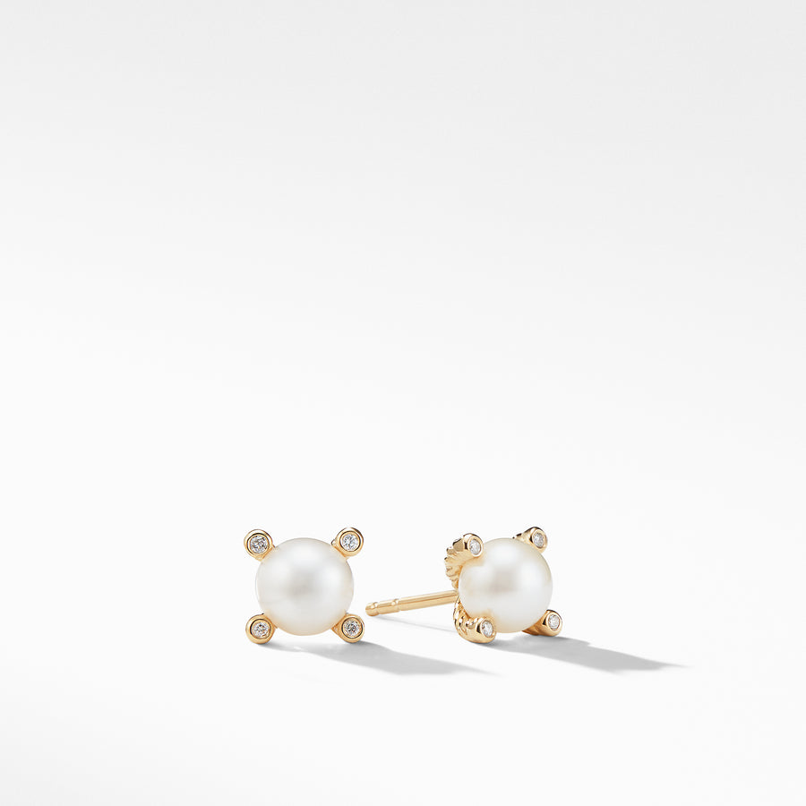 David Yurman Cable Earrings with Diamonds and Pearls in Gold - E09009D88DPEDI-883932098075
