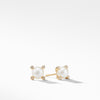 18-karat yellow gold   ���  White cultured freshwater pearls, bleached, 7.4mm diameter ��� Diamonds, 0.03 total carat weight  ���  Earring, 7 x 7mm