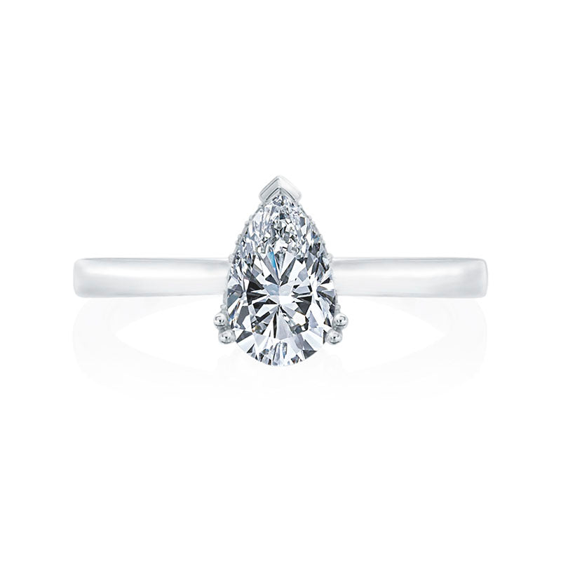 18KW 0.03ctw Diamond Pear Shape Solitaire Semi Mounting