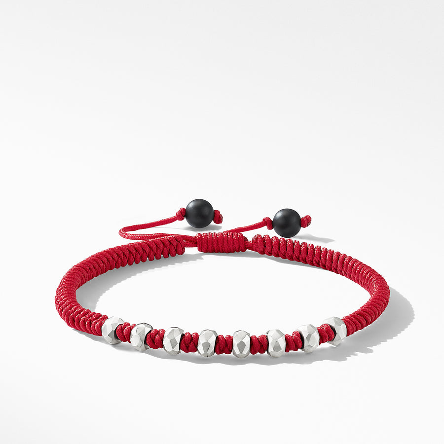 David Yurman DY Fortune Woven Bracelet in Red with Black Onyx - B25103MSSBBORD