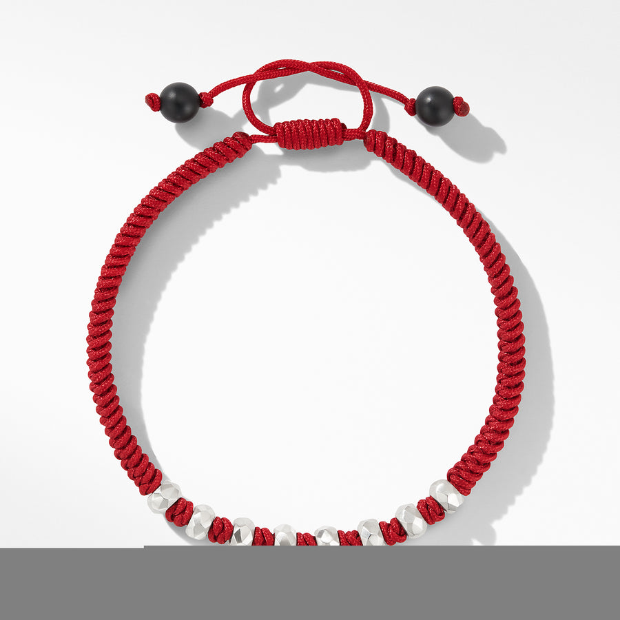 David Yurman DY Fortune Woven Bracelet in Red with Black Onyx - B25103MSSBBORD