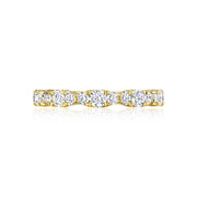 Beautiful marquise shapes with brilliant graduating diamonds dance along this stunning yellow gold ladies band.Total Carats in wedding ring as pictured equal approximately  1.11Metal Shown: 18kt Yellow GoldAvailable in Platinum; 18kt Yellow or Rose