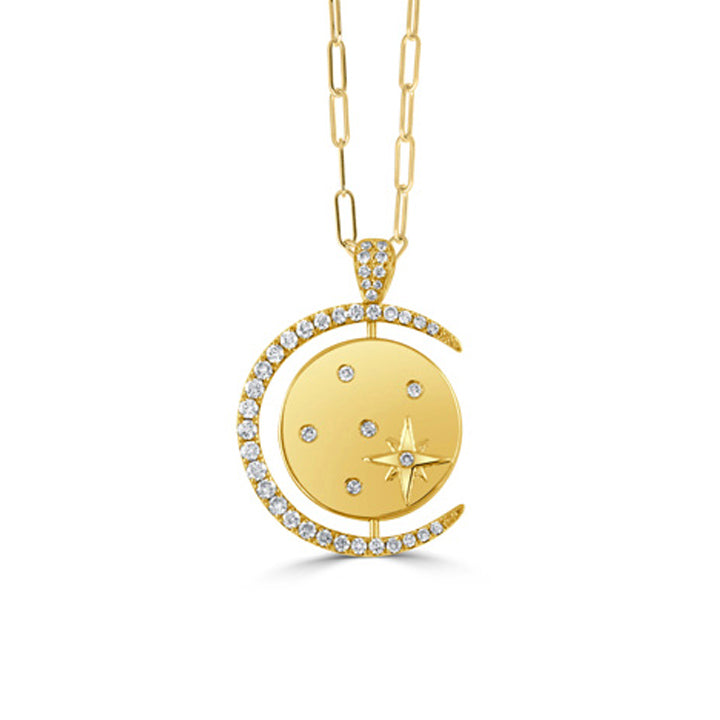 Doves 18K Yellow Gold Diamond & Lapis Reversible Moon Pendant Necklace - P10621LP-F/PAPER-S-18