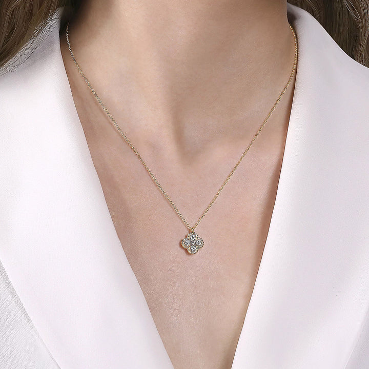 Gabriel & Co. 14k Yellow Gold Diamond Quatrefoil Bar Necklace- NK6625Y45JJ