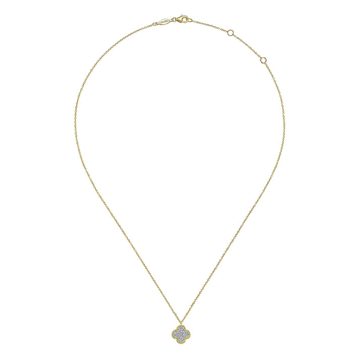 Gabriel & Co. 14k Yellow Gold Diamond Quatrefoil Bar Necklace- NK6625Y45JJ