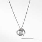 Sterling silver ��� Pav? diamonds, 0.15 total carat weight, 7 x 7mm ��� Petite box chain, 1.25mm wide, adjustable ��� Pendant, 14x14mm ��� Lobster clasp-