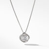 Sterling silver ��� Pav? diamonds, 0.15 total carat weight, 7 x 7mm ��� Petite box chain, 1.25mm wide, adjustable ��� Pendant, 14x14mm ��� Lobster clasp-