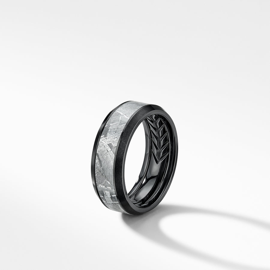David Yurman Beveled Band Ring in Black Titanium with Meteorite - R25217MBBBME