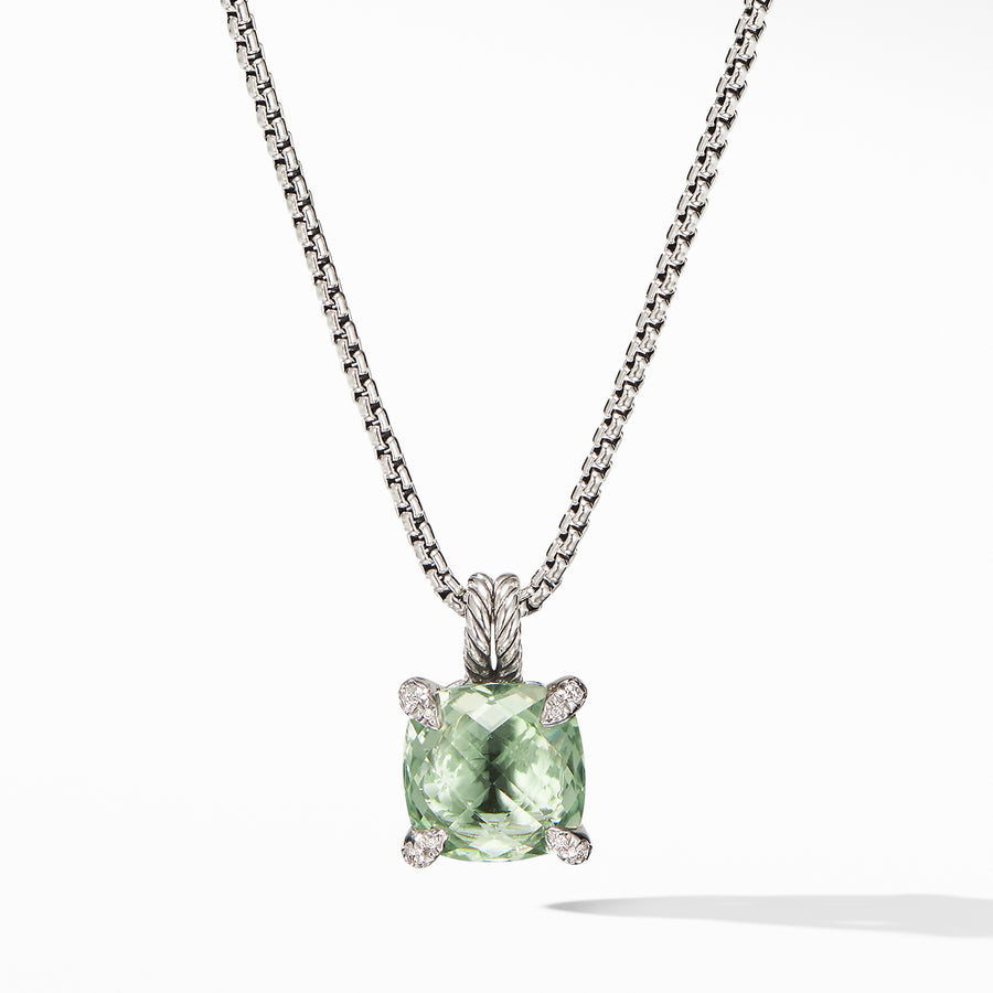 David Yurman Chatelaine Pendant Necklace with Prasiolte & Pave Diamonds - N12643DSSAPLDI18 -