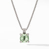 Sterling silver ��� Prasiolite, Pav? diamonds, .05 total carat weight,  ��� Adjustable length, 17-18 ��� Pendant, 11mm ��� Lobster clasp-