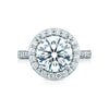 Diamonds from every angle bring your center diamond to life. Graduating pav? set diamonds set _ of the way on a sleek and slim band make way for the grand finale; your round center diamond spotlighted by an intense pav? set diamond bloom. 