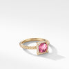 Petite Chatelaine? Pav? Bezel Ring in 18K Yellow Gold with Pink Tourmaline