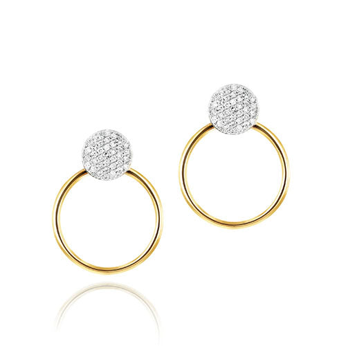 Yellow gold diamond Infinity earrings with gold jackets (0.35 tcw).