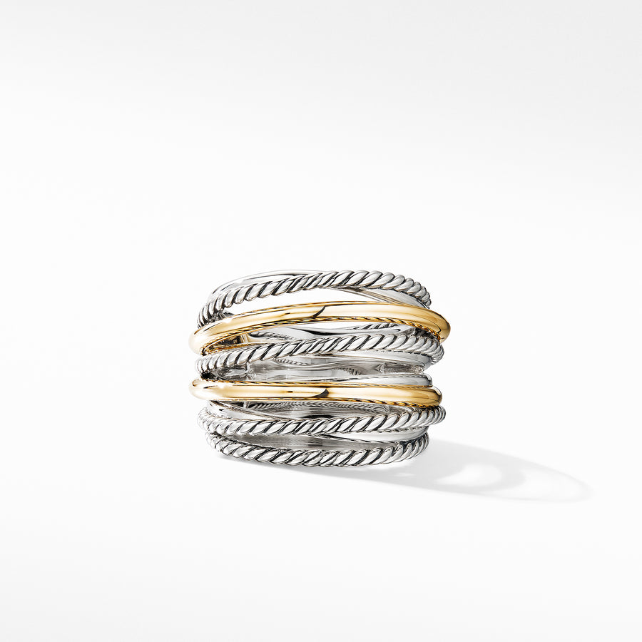 David Yurman Crossover Wide Ring with 18K Yellow Gold - R14622 S8