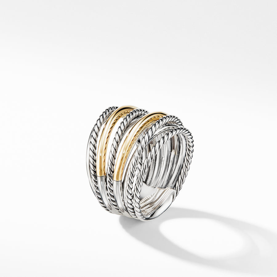 David Yurman Crossover Wide Ring with 18K Yellow Gold - R14622 S8