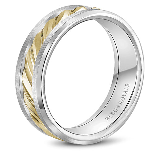 Bleu Royale 14k Two Tone Gold Men's Wedding Band- RYL-060YW75-M10